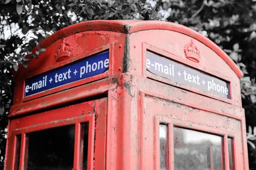 Iconic British red telephone box with filter effect applied