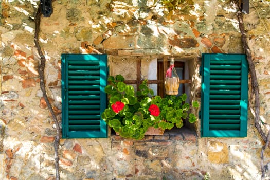 View from a window of an old house in a Tuscan village