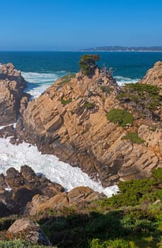 Foaming Waters in a Rocky Chute in Point Lobos State Natural Preserve in California