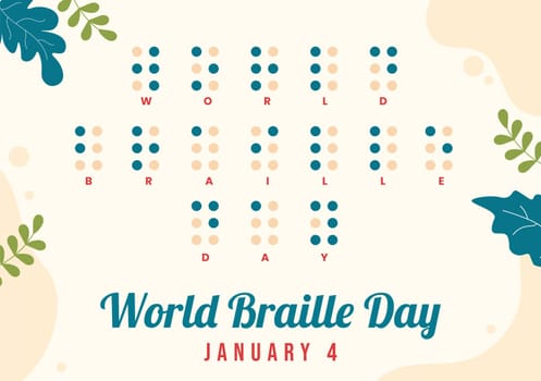 World Braille Day on 4th of January with Text by Alphabet for Means of Communication in Flat Cartoon Hand Drawn Templates Illustration