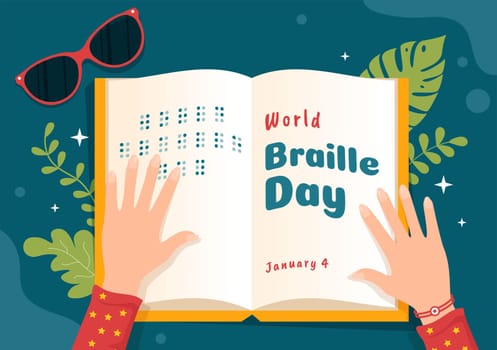 World Braille Day on 4th of January with Text by Alphabet for Means of Communication in Flat Cartoon Hand Drawn Templates Illustration