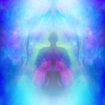 Man meditate, yoga artistic card