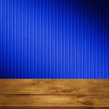The background is blank wooden boards and a textured striped wall with gradient lighting and vignetting. For product demonstrations, free space, layout, mockup, perspective board, background board.