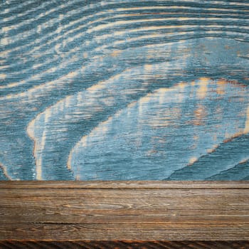 The background is blank wooden boards and a textured wall with lighting and vignetting. For product demonstrations, free space, layout, mockup, perspective board, background board.