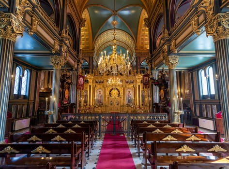 Interior of Bulgarian St. Stephen Church, Sveti Stefan Kilisesi, or the Bulgarian Iron Church, a Bulgarian Orthodox church in Balat district, Istanbul, Turkey