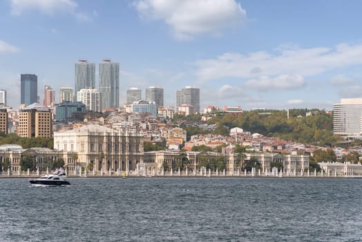 Dolmabahce Palace, in Besiktas district of Istanbul, Turkey, on the European coast of the Bosporus strait, main administrative center of the Ottoman Empire formerly
