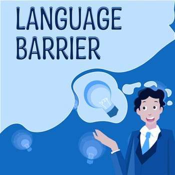 Conceptual caption Language Barrier, Business approach difficulties in communication Speaking different language