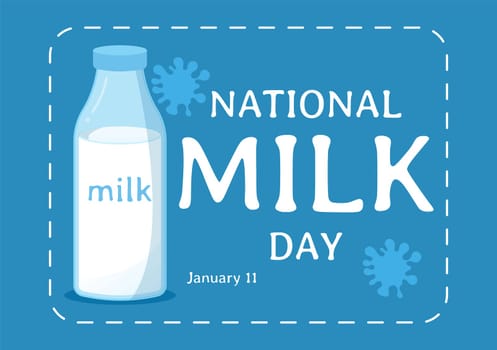 Happy Milk Day Celebration with Splash Drop in Smooth Wave of White Fresh Milky of Cow in Flat Cartoon Hand Drawn Templates Illustration