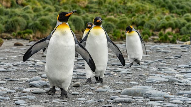 King Penguin - (APTENODYTES PATAGONICUS) Gold Harbour Colony - scenic bay on South Georgia