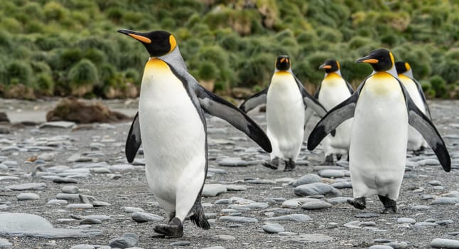 King Penguin - (APTENODYTES PATAGONICUS) Gold Harbour Colony - scenic bay on South Georgia