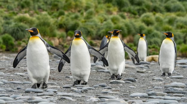 King Penguin - (APTENODYTES PATAGONICUS) Gold Harbour Colony - scenic bay on South Georgia