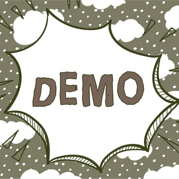 Hand writing sign Demo, Business idea exemplification display expression show visual communication reflection