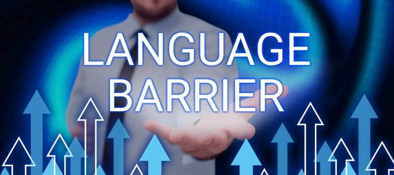 Text showing inspiration Language Barrier, Business concept difficulties in communication Speaking different language