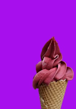 Close up of an ice cream cone, a waffle ice cream cone.