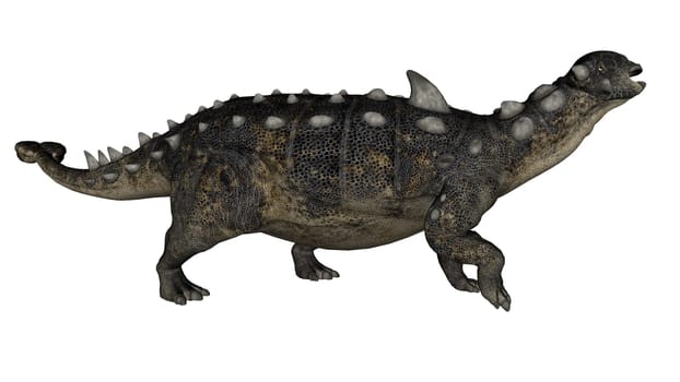 Euoplocephalus dinosaur walking isolated in white background - 3D render
