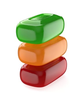 Fruit hard candies on white background