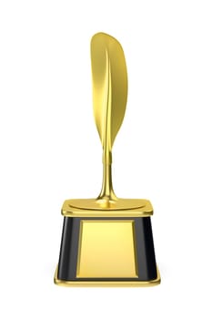 Front view of golden trophy for rowing, kayaking, canoeing or other sports