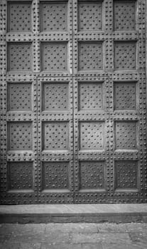 Antique door in historical building - Concept of security, mystery, grunge