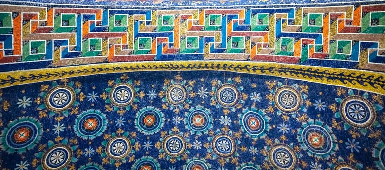 RAVENNA, ITALY - CIRCA AUGUST 2020: historic byzantine mosaic in Saint Vitale Basilica