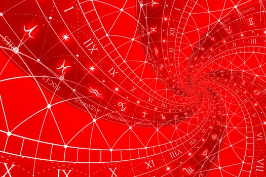 Astrology and alchemy sign background illustration - red