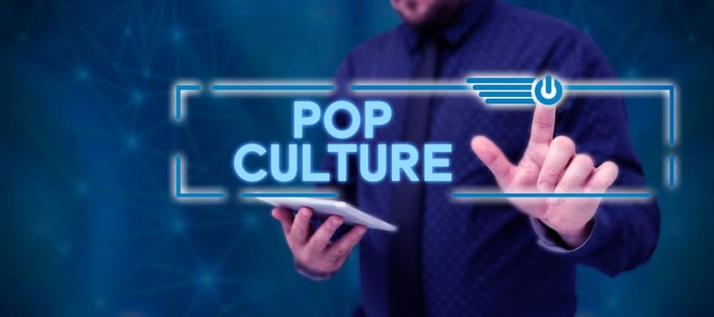 Conceptual display Pop Culture, Concept meaning describes the lifestyle and tastes of the majority of mostly younger people