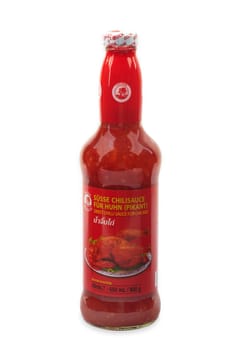 WETZLAR, GERMANY 2022-07-18: Bottle of Sweet Chilisauce from cook brand for chicken.