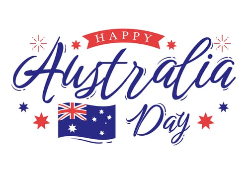 Happy Australia Day Observed Every Year on January 26th with Flags and Map to Diversity of Peoples in Flat Cartoon Hand Drawn Template Illustration