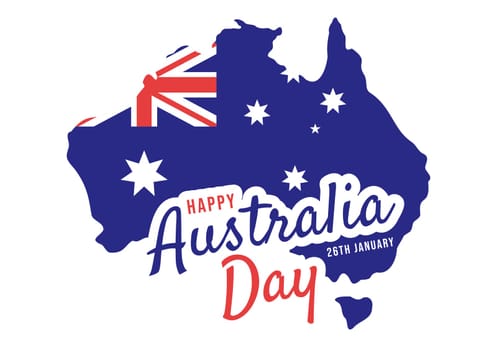 Happy Australia Day Observed Every Year on January 26th with Flags and Map to Diversity of Peoples in Flat Cartoon Hand Drawn Template Illustration