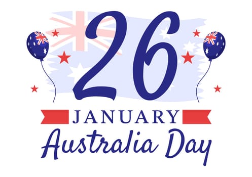 Happy Australia Day Observed Every Year on January 26th with Flags and Map to Diversity of Peoples in Flat Cartoon Hand Drawn Template Illustration