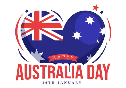 Happy Australia Day Observed Every Year on January 26th with Flags and Map to Diversity of Peoples in Flat Cartoon Hand Drawn Template Illustration
