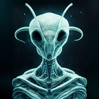 Portrait of an insect alien, science fiction of extraterrestrial invasion, conspiracy of paranormal civilization