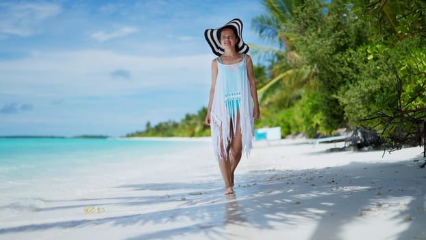 Beach Lifestyle And Ocean Water. Young Girl On Summer Vacation