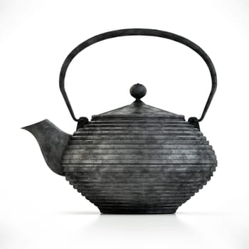 Vintage Chinese teapot isolated on white background. 3D illustration.