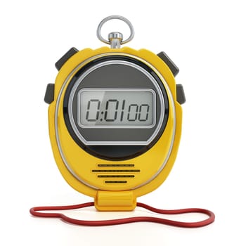 Digital chronometer isolated on white background. 3D illustration.