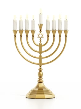 Hanukkah candles isolated on white background. 3D illustration.