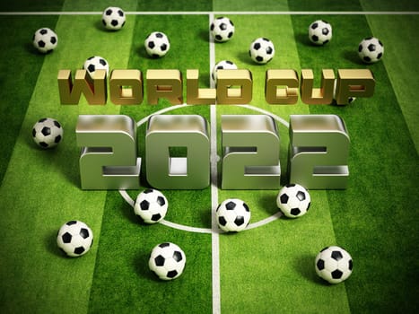 Global football tournament 2022 concept. 3D illustration.