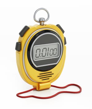 Digital chronometer isolated on white background. 3D illustration.