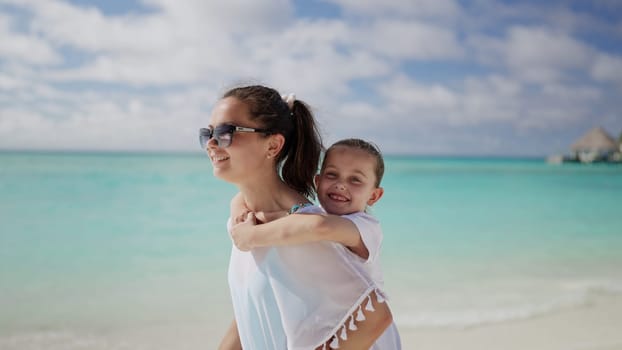 Fun Family Travel On Beach Outdoors. Summer Lifestyle