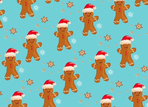 Christmas seamless pattern with gingerbread cookies
