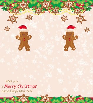 Christmas seamless pattern with gingerbread cookies