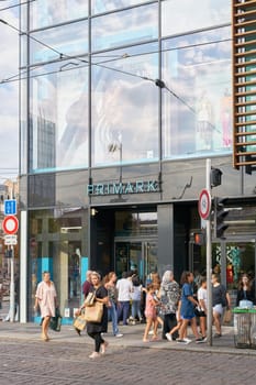 Passers-by in front of a Primark Store in the city center of Strasbourg in France