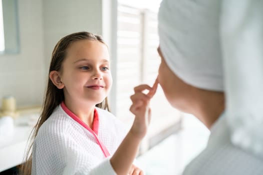 Daughter Child Home Lifestyle Together. Cream Cosmetics Spa
