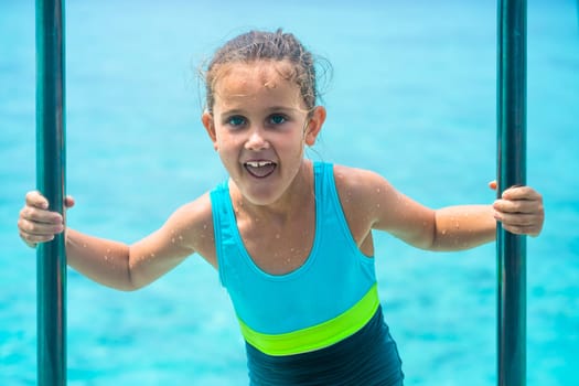 Tropical Travel And Swimming Sport. Ladder In Water