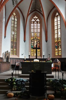 Innenansicht der evangelischen Liebfrauenkirche, Hessen, Deutschland, Grebenstein