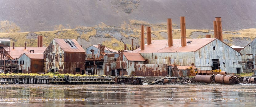 Leith Harbour - old, abandoned and largest of all seven whaling stations on South Georgia - whaling base in Leith Harbour on the north coast of South Georgia. Leith Harbour was a whaling base in Leith Harbour on the north coast of South Georgia, built and operated by Christian Salvesen & Company, Edinburgh. The base was in use from 1909 to 1965 and was the largest of seven whaling stations on South Georgia. It was located in Stromness Bay near its entrance on the shore of a glacial creek. William Storm Harrison was prominently involved in the foundation.