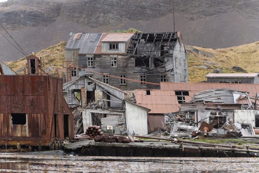 Leith Harbour - old, abandoned and largest of all seven whaling stations on South Georgia - whaling base in Leith Harbour on the north coast of South Georgia. Leith Harbour was a whaling base in Leith Harbour on the north coast of South Georgia, built and operated by Christian Salvesen & Company, Edinburgh. The base was in use from 1909 to 1965 and was the largest of seven whaling stations on South Georgia. It was located in Stromness Bay near its entrance on the shore of a glacial creek. William Storm Harrison was prominently involved in the foundation.