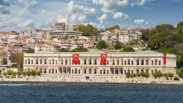 Ciragan Palace, or Ciragan Sarayi, a former Ottoman palace, located by the European side of Bosphorus Strait, in Besiktas district of Istanbul, Turkey