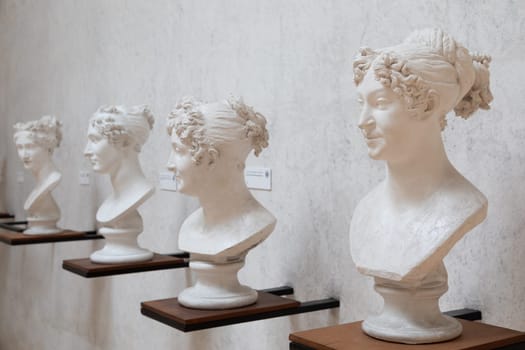 Possagno, Italy - August 2022: Antonio Canova collection. Classical sculptures in perspective, gallery of masterpieces