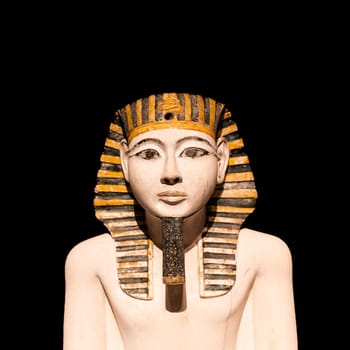 Turin, Italy - Circa January 2022: egyptian archaeology Museum - antique statue, 1190 B.C. Copy space