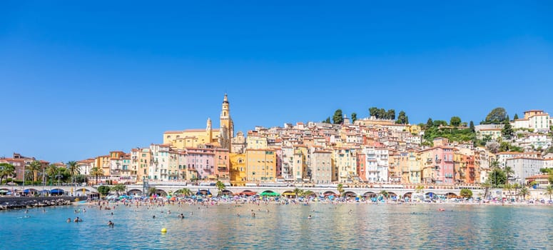 Menton, France - circa August 2021: view of the French Riviera, named the Coast Azur, located in the South of France.